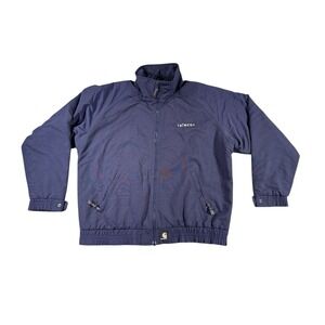 Vintage Carhartt Jacket Mens XLT Navy Blue Fleece Lined Zip J72 NVY Workwear
